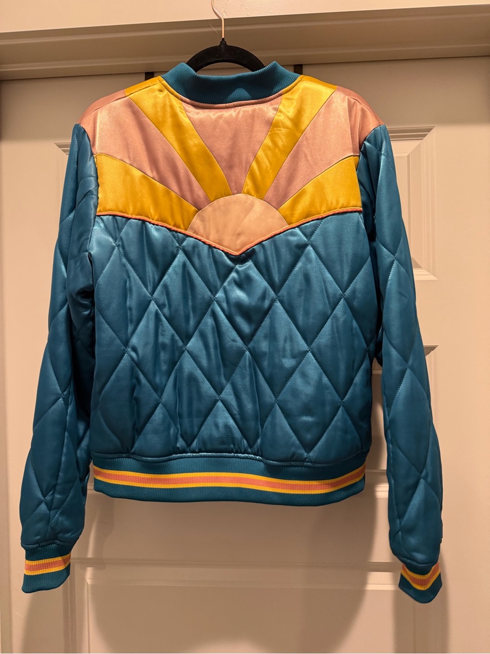 Classic Rock Couture Peacock Rising Sun Unisex Bomber Jacket - Picture 5 of 5